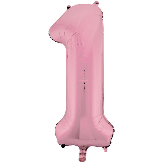 34" Giant Baby Pink Foil Number 1 Balloon