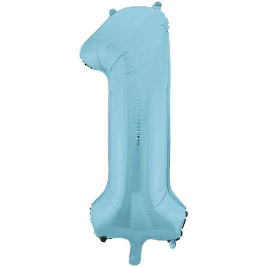 34" Giant Baby Blue Foil Number 1 Balloon