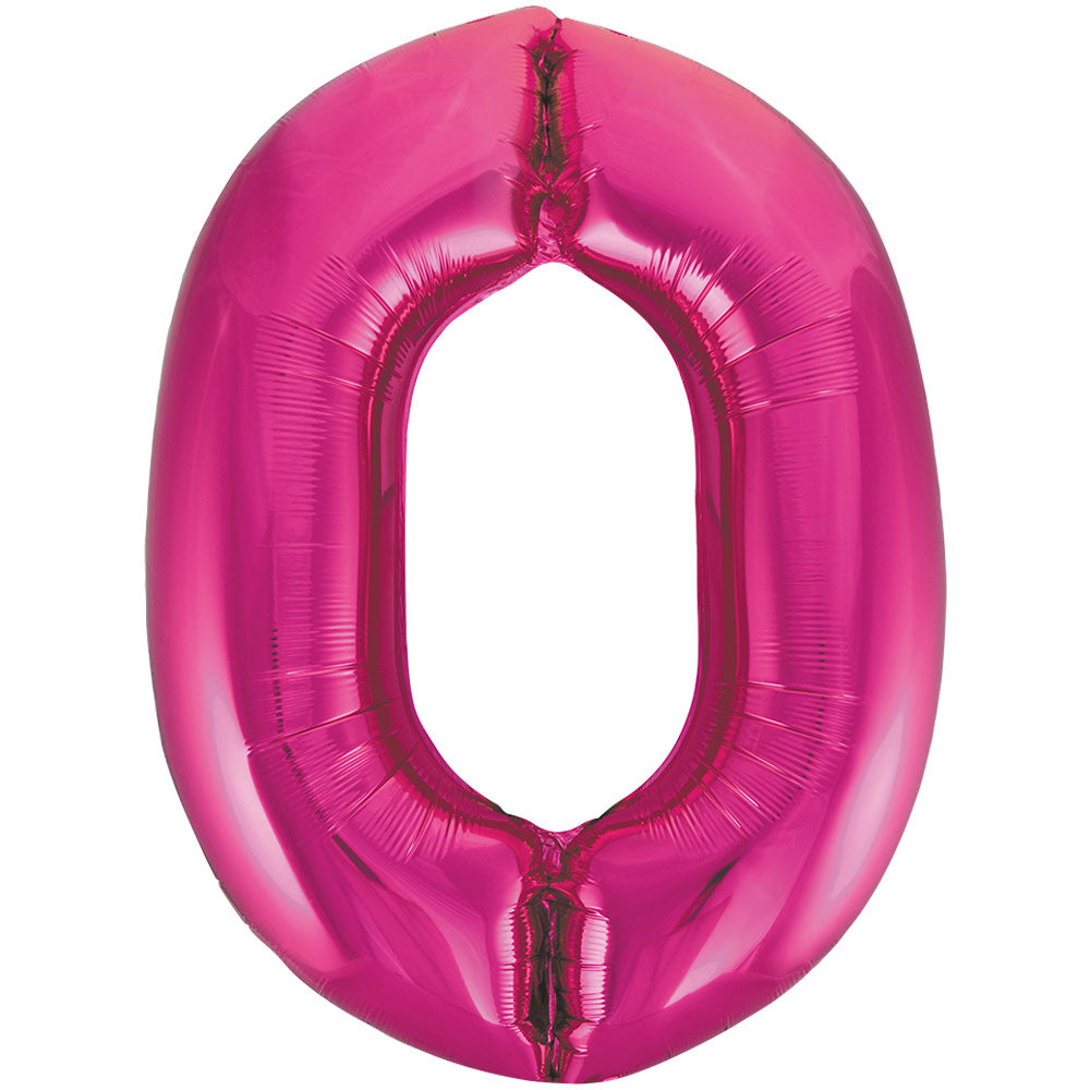 34" Giant Pink Foil Number 0 Balloon
