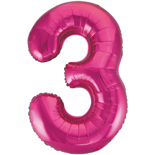 34" Giant Pink Foil Number 3 Balloon