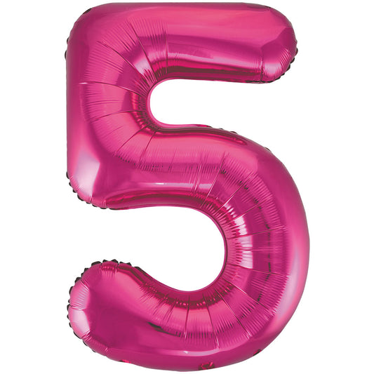 34" Giant Pink Foil Number 5 Balloon