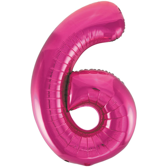 34" Giant Pink Foil Number 6 Balloon