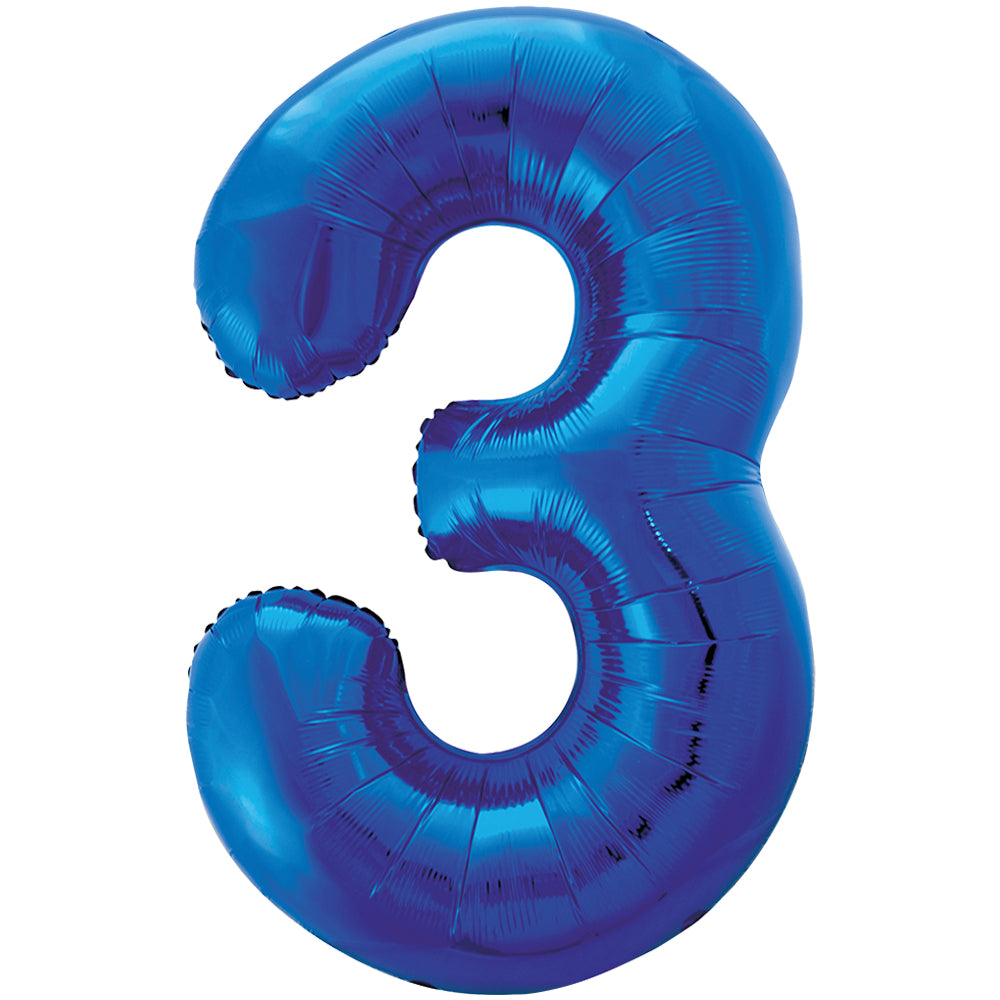 34" Giant Blue Foil Number 3 Balloon