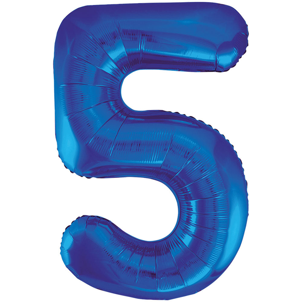 34" Giant Blue Foil Number 5 Balloon