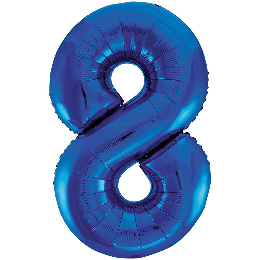 34" Giant Blue Foil Number 8 Balloon