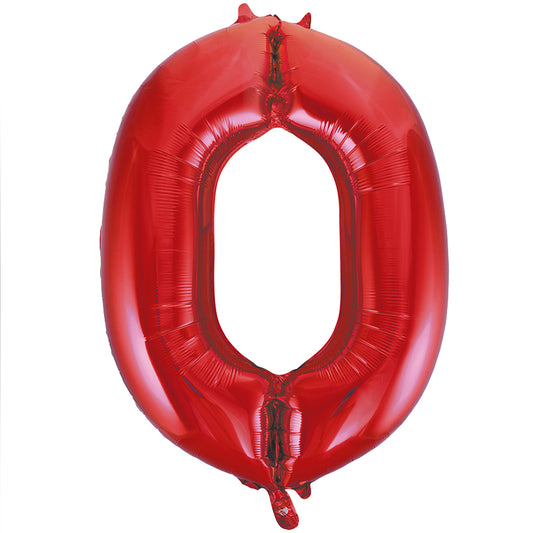 34" Giant Red Foil Number 0 Balloon