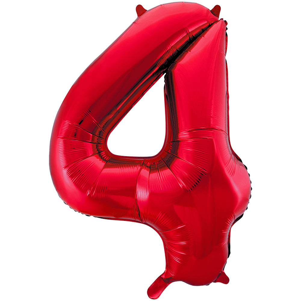 34" Giant Red Foil Number 4 Balloon