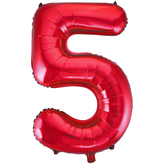 34" Giant Red Foil Number 5 Balloon