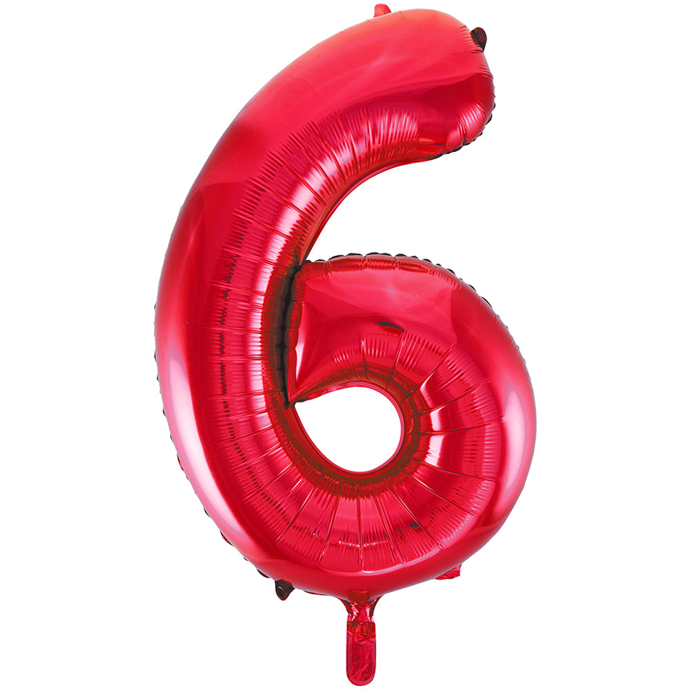 34" Giant Red Foil Number 6 Balloon