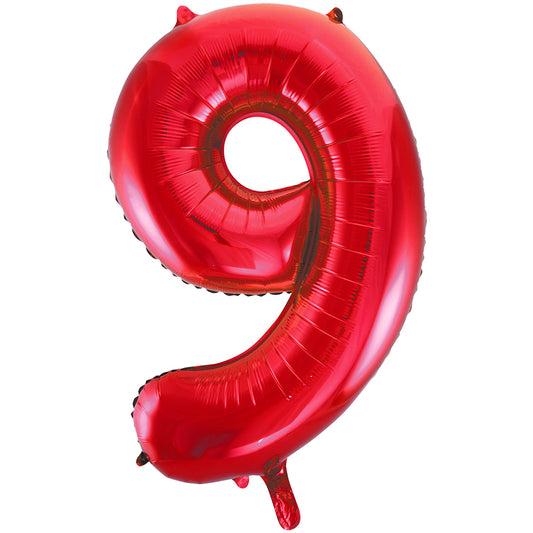 34" Giant Red Foil Number 9 Balloon