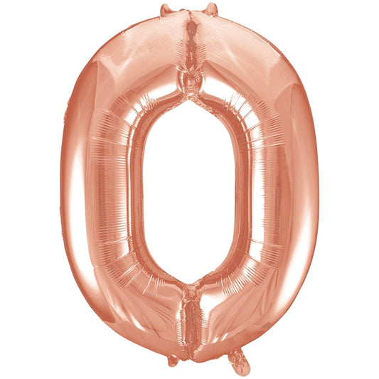 34" Giant Rose Gold Foil Number 0 Balloon - Unique Party - Party Touches