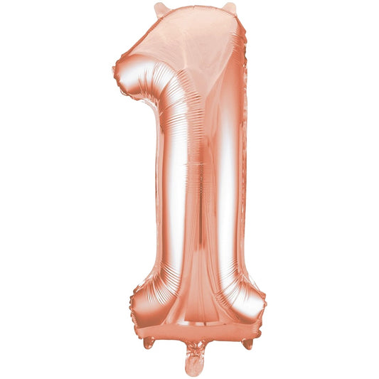 34" Giant Rose Gold Foil Number 1 Balloon - Unique Party - Party Touches