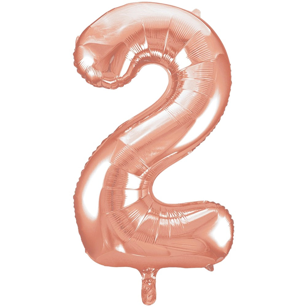 34" Giant Rose Gold Foil Number 2 Balloon - Unique Party - Party Touches