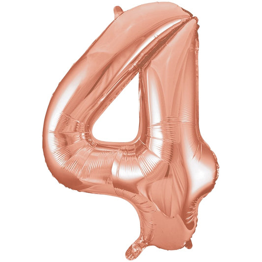 34" Giant Rose Gold Foil Number 4 Balloon - Unique Party - Party Touches
