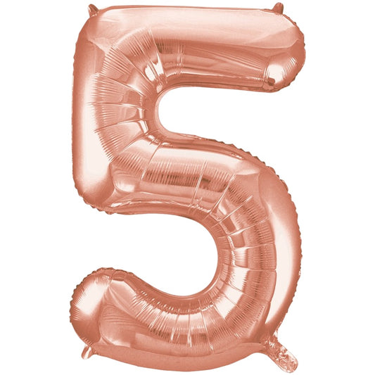34" Giant Rose Gold Foil Number 5 Balloon - Unique Party - Party Touches