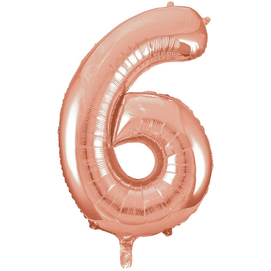 34" Giant Rose Gold Foil Number 6 Balloon - Unique Party - Party Touches