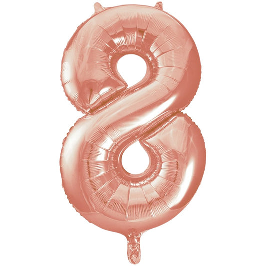 34" Giant Rose Gold Foil Number 8 Balloon - Unique Party - Party Touches