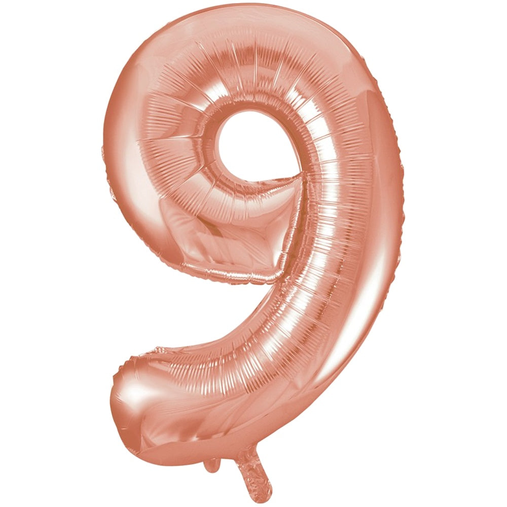 34" Giant Rose Gold Foil Number 9 Balloon - Unique Party - Party Touches