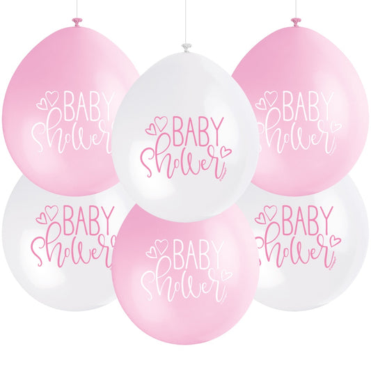 9" Latex Assorted Pink Baby Shower Balloons