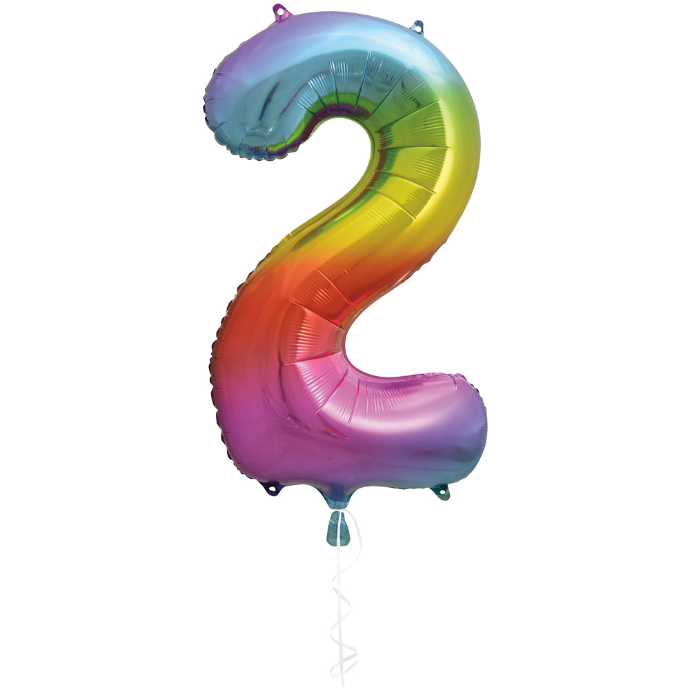 34" Rainbow Foil Number 2 Balloon