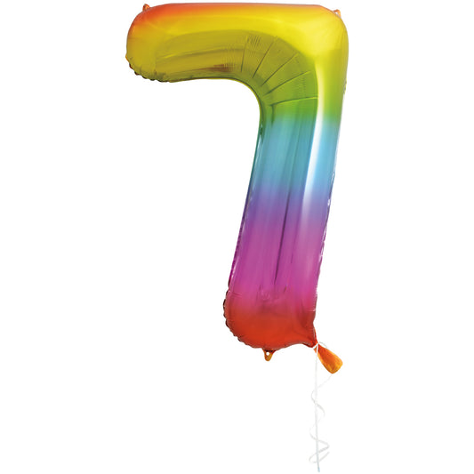 34" Rainbow Foil Number 7 Balloon