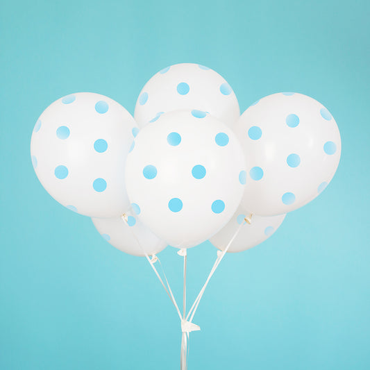 Baby Blue Polka Dot Latex Balloons