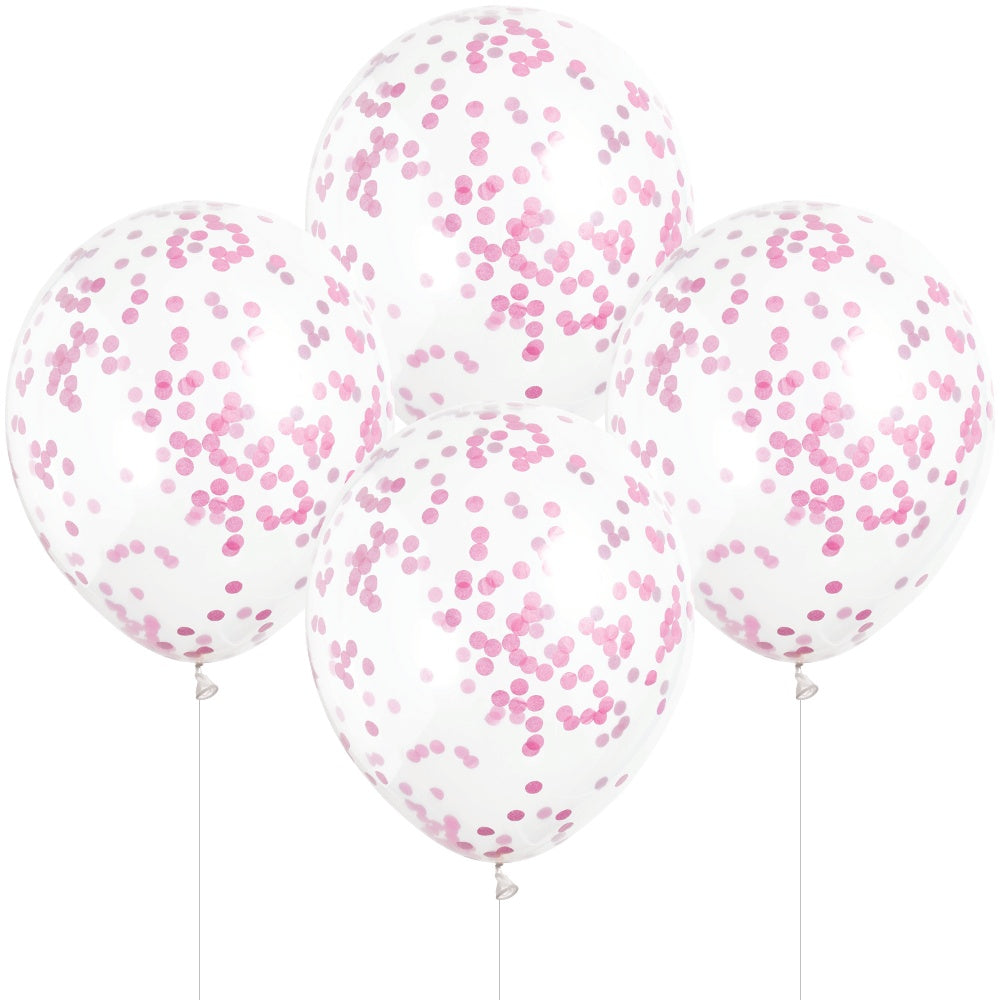 12" Hot Pink Confetti Balloons