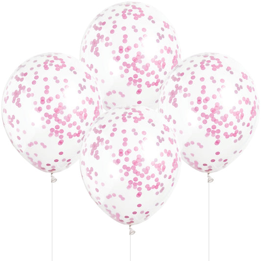 12" Hot Pink Confetti Balloons
