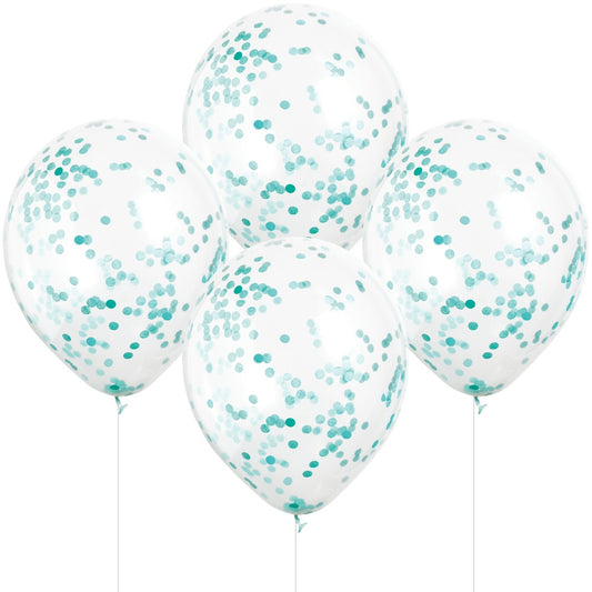 12" Teal Confetti Balloons