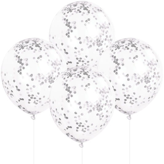 12" Silver Confetti Balloons