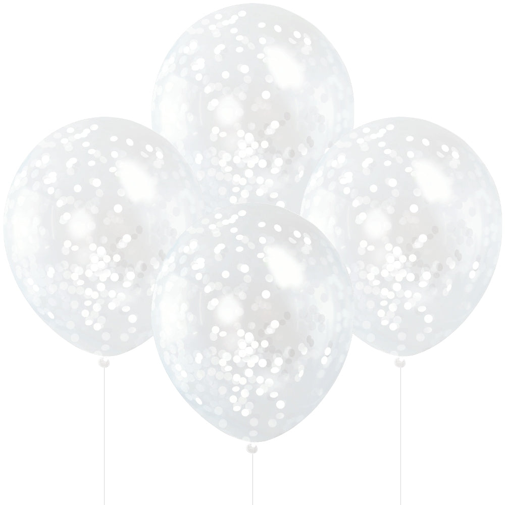 12" White Confetti Balloons