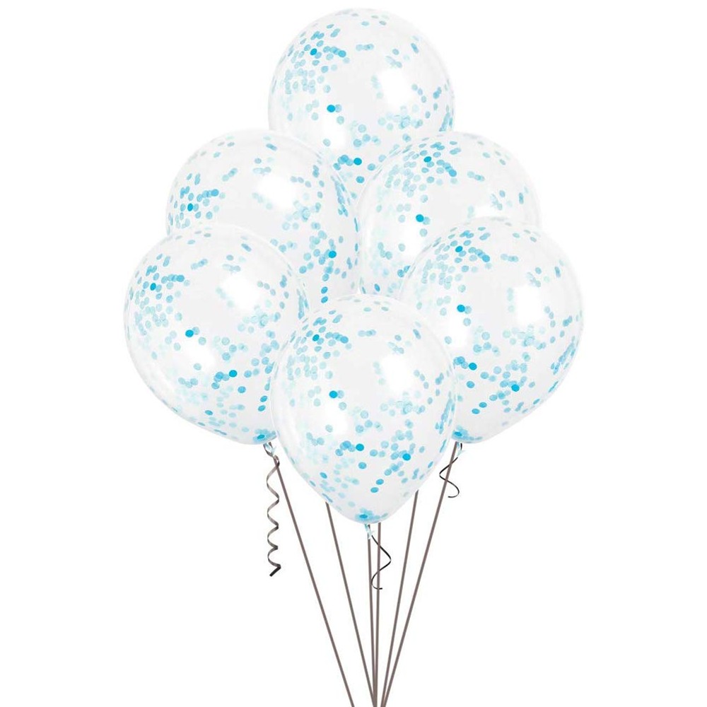 12" Baby Blue Confetti Balloons