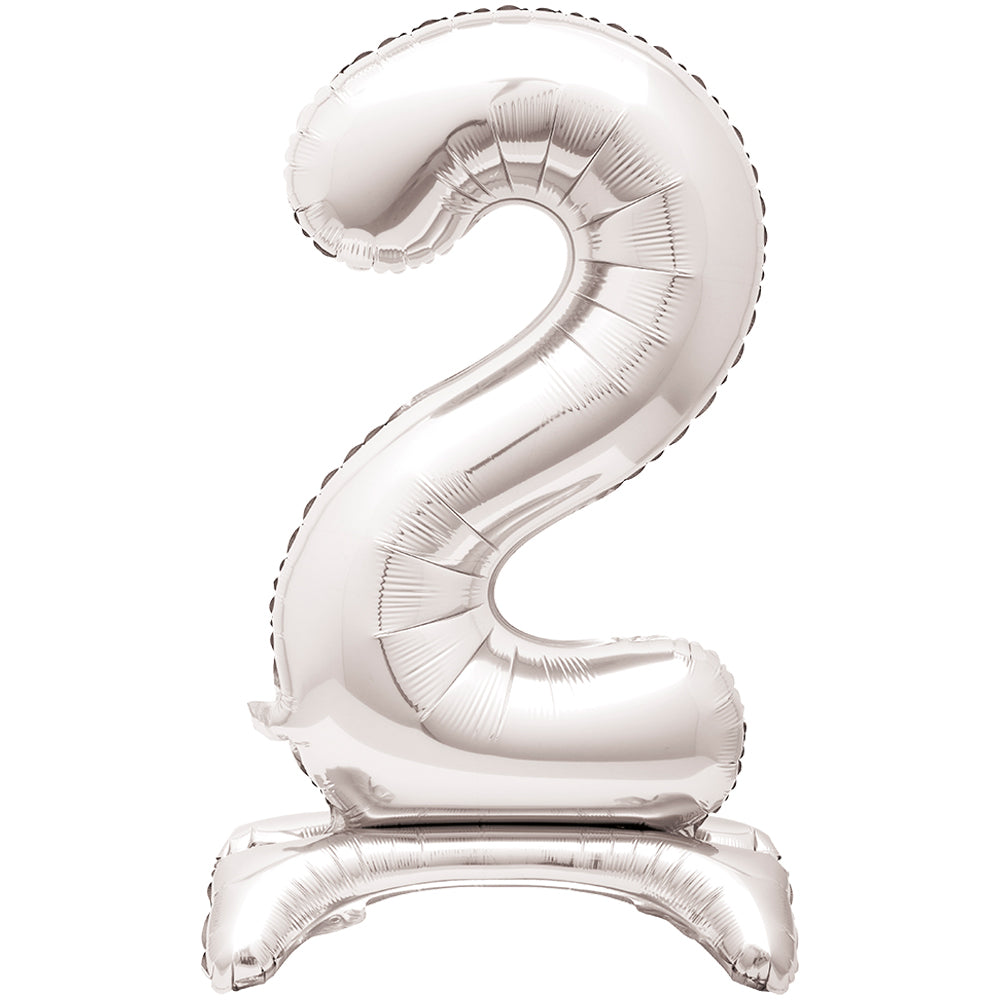 Silver Number 2 Standing Foil Balloon