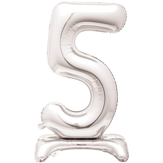 Silver Number 5 Standing Foil Balloon