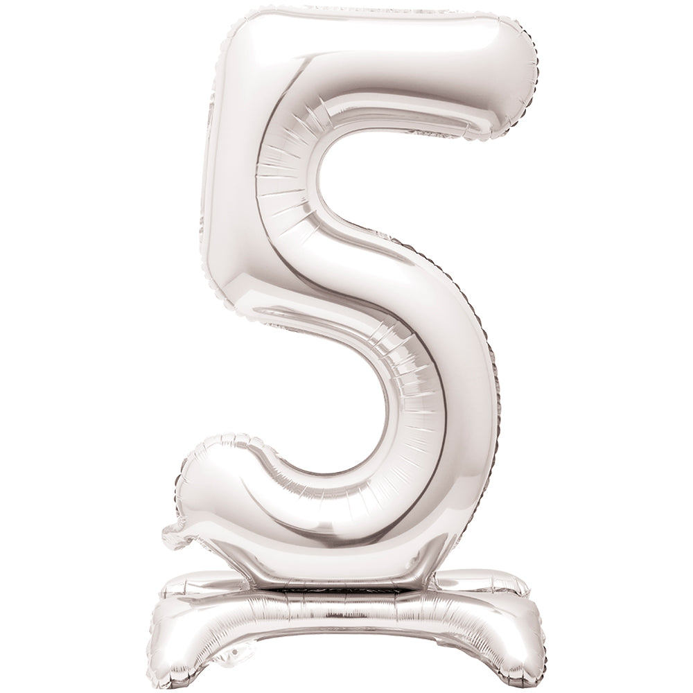 Silver Number 5 Standing Foil Balloon