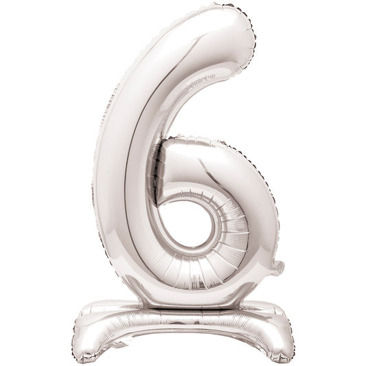 Silver Number 6 Standing Foil Balloon