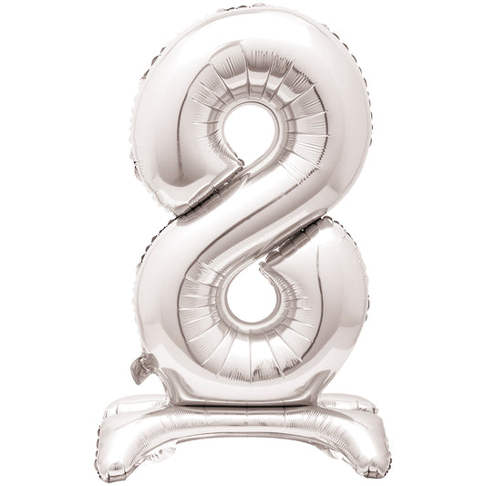 Silver Number 8 Standing Foil Balloon