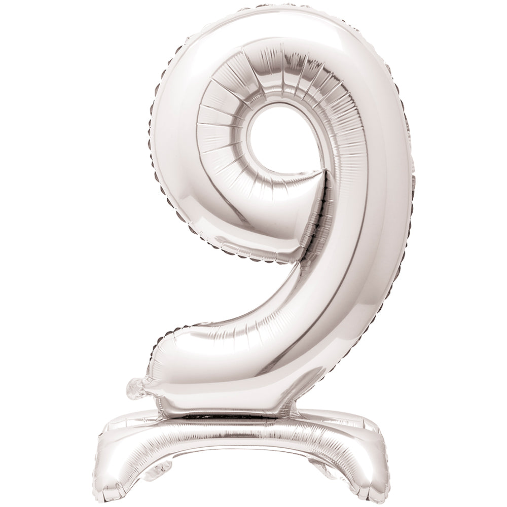 Silver Number 9 Standing Foil Balloon