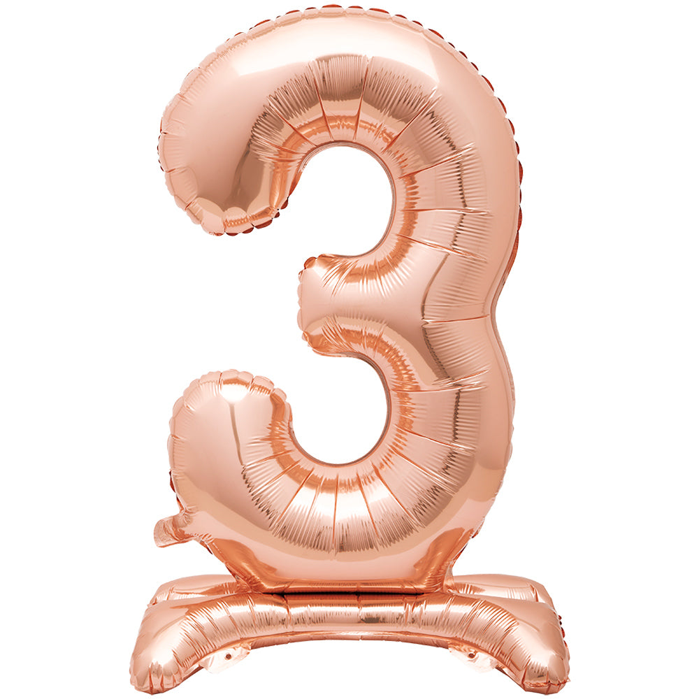 Rose Gold Number 3 Standing Foil Balloon