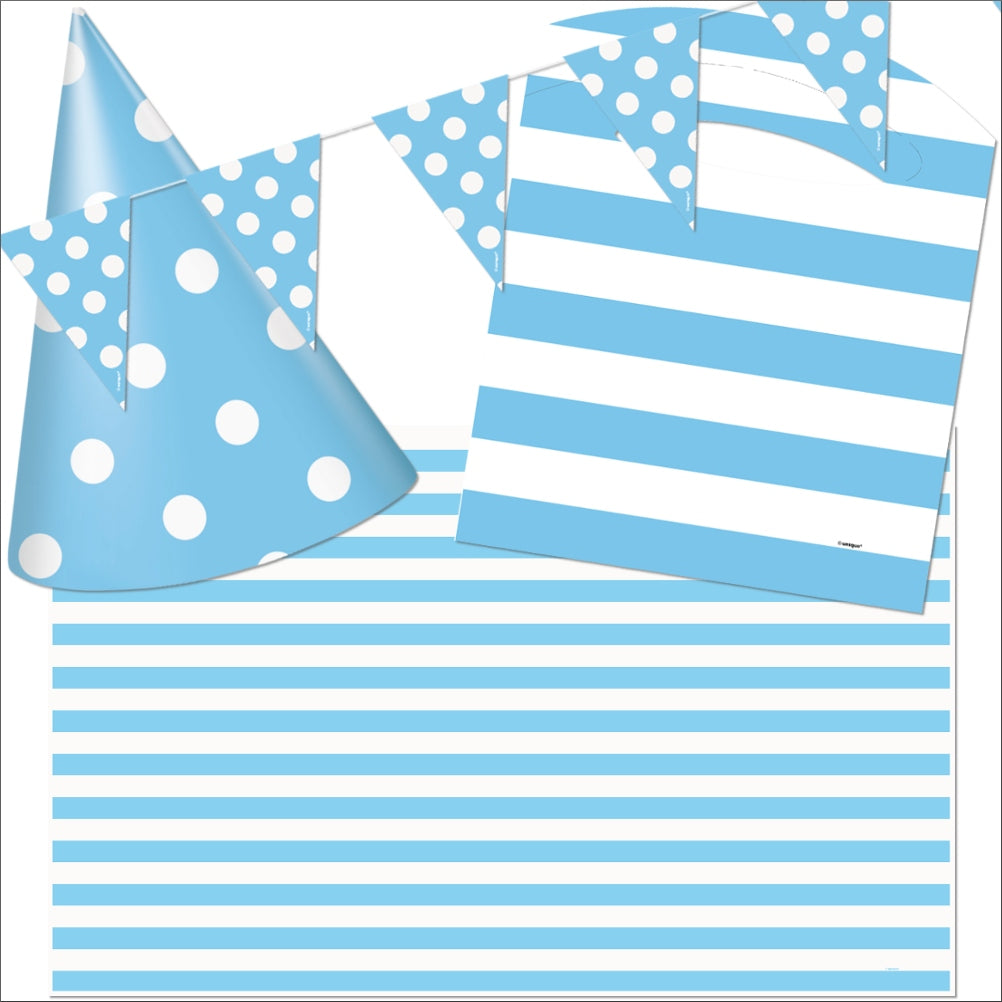 Blue Stripes 1st Birthday High Chair Decorating Kit