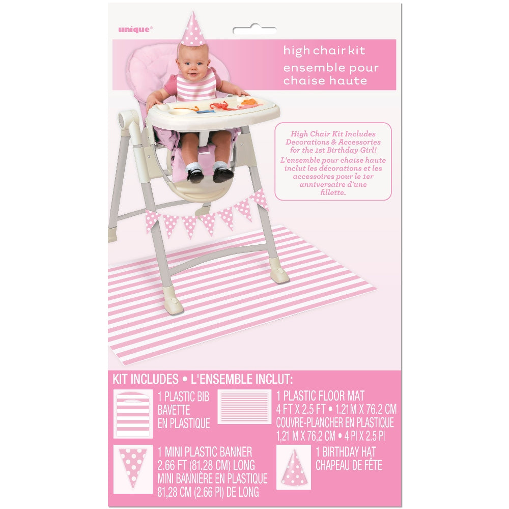 Pink Stripes 1st Birthday High Chair Decorating Kit
