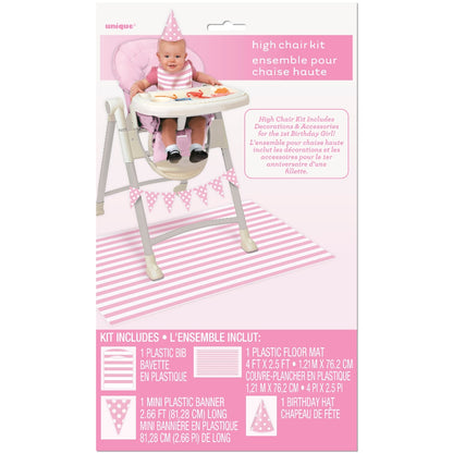 Pink Stripes 1st Birthday High Chair Decorating Kit