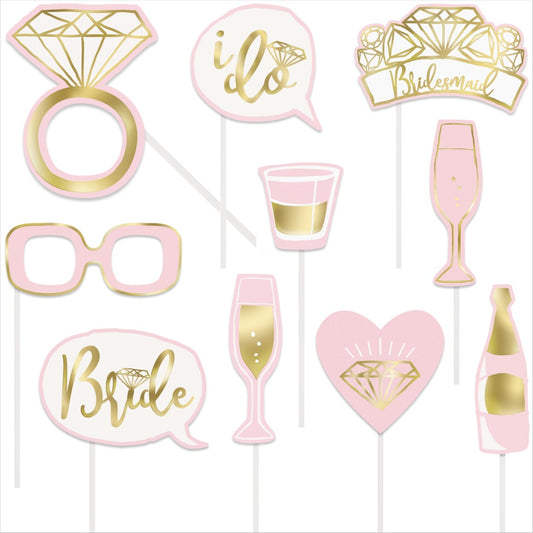 Pink & Gold Bachelorette Party Photo Booth Props