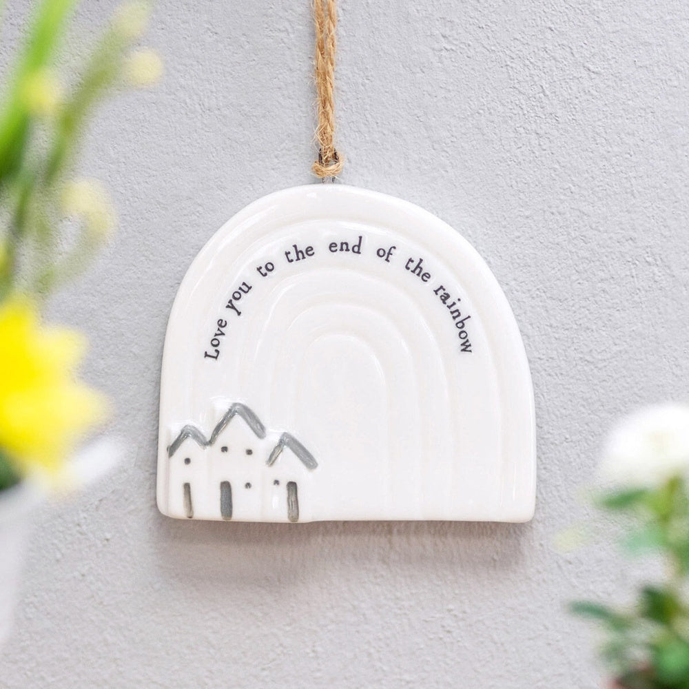 Porcelain Hanging Rainbow - Love you to the end of rainbow