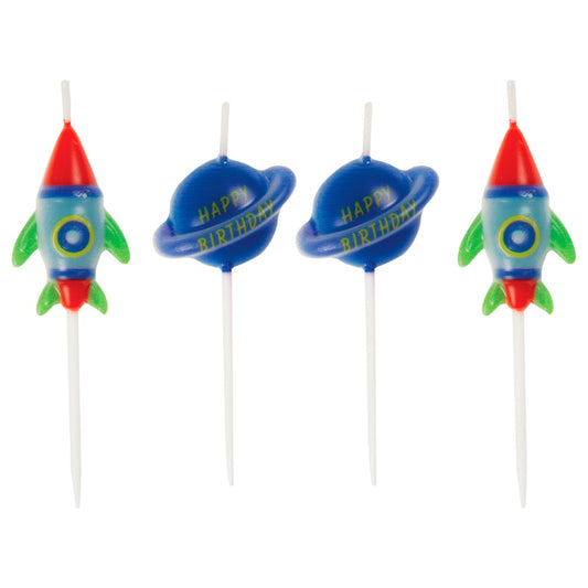 Planet and Rocket Birthday Pick Candles