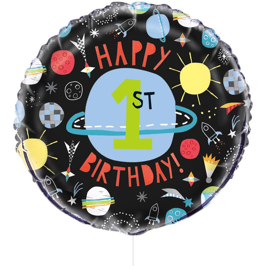 18" Foil Outer Space 1st Birthday Balloon