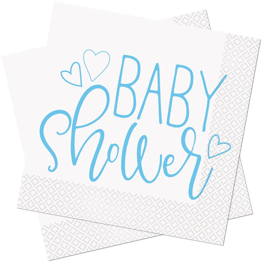 Blue Hearts Baby Shower Paper Napkins