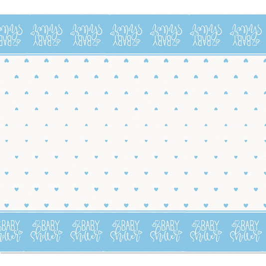 Blue Hearts Baby Shower Plastic Tablecloth