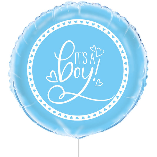 18" Foil Blue Hearts Baby Shower Balloon