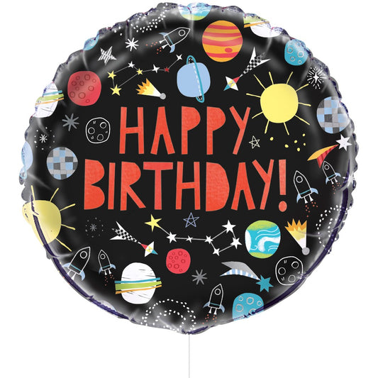 18" Foil Outer Space Happy Birthday Balloon